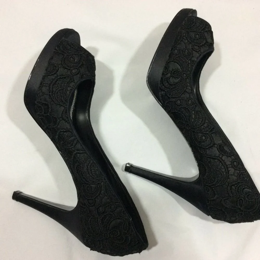 White House Black Market Black High Heel Shoes‎ Evening Cocktail Party Wedding